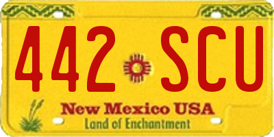 NM license plate 442SCU