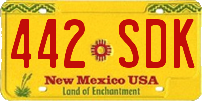 NM license plate 442SDK