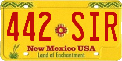 NM license plate 442SIR