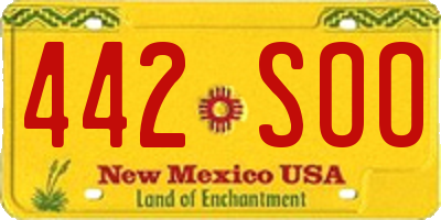 NM license plate 442SOO