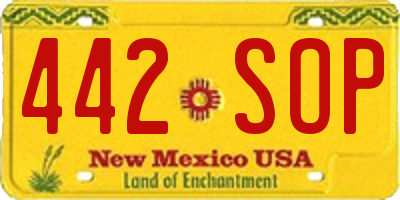 NM license plate 442SOP