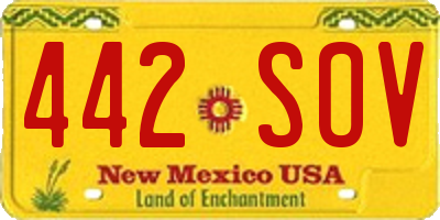 NM license plate 442SOV