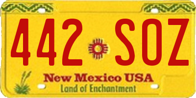 NM license plate 442SOZ