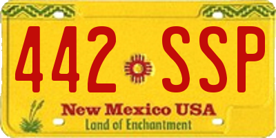 NM license plate 442SSP