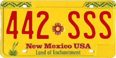 NM license plate 442SSS