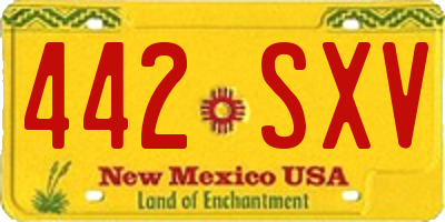 NM license plate 442SXV