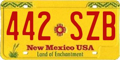NM license plate 442SZB
