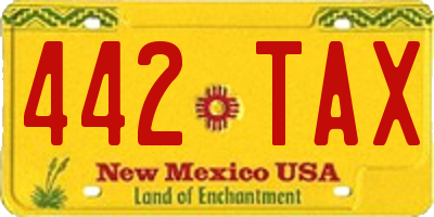 NM license plate 442TAX