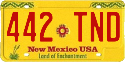 NM license plate 442TND