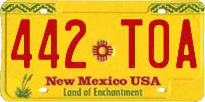 NM license plate 442TOA