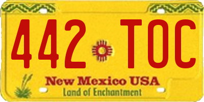 NM license plate 442TOC