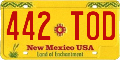 NM license plate 442TOD
