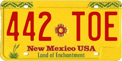 NM license plate 442TOE