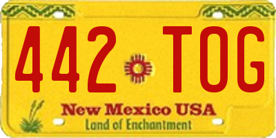 NM license plate 442TOG