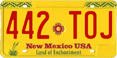 NM license plate 442TOJ