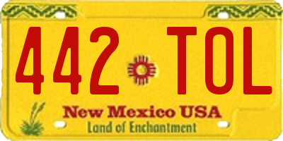 NM license plate 442TOL