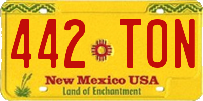NM license plate 442TON