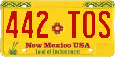NM license plate 442TOS
