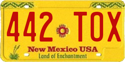 NM license plate 442TOX