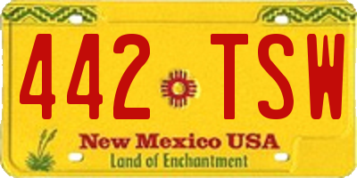 NM license plate 442TSW