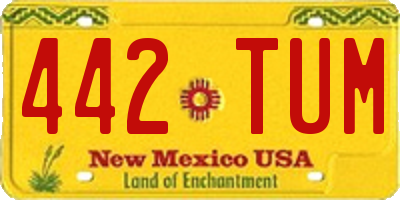 NM license plate 442TUM