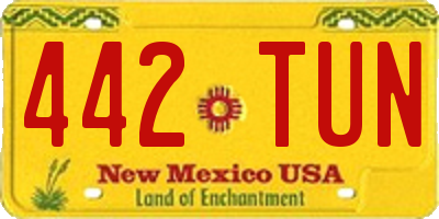 NM license plate 442TUN