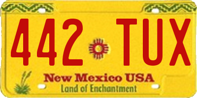 NM license plate 442TUX