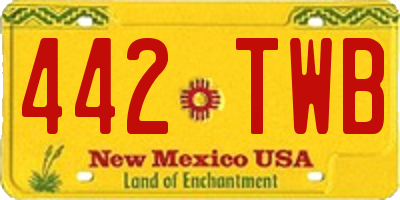 NM license plate 442TWB