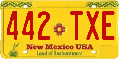 NM license plate 442TXE