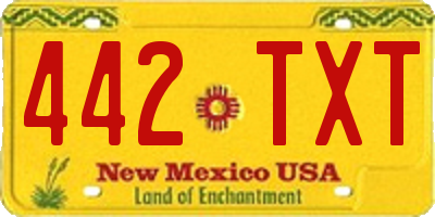 NM license plate 442TXT