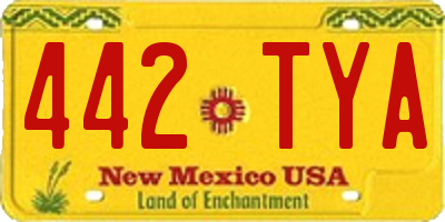 NM license plate 442TYA