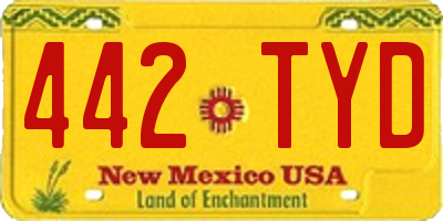 NM license plate 442TYD