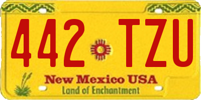 NM license plate 442TZU