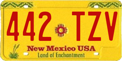 NM license plate 442TZV