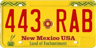 NM license plate 443RAB