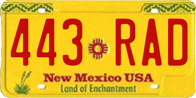 NM license plate 443RAD