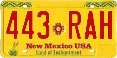 NM license plate 443RAH