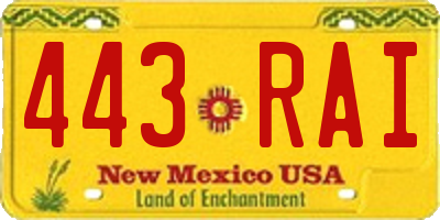 NM license plate 443RAI