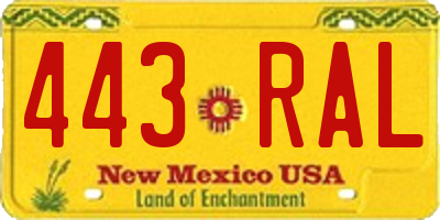 NM license plate 443RAL