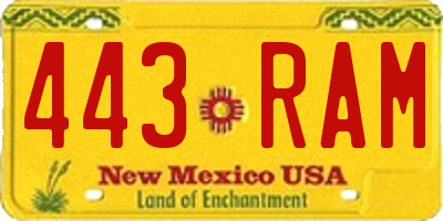NM license plate 443RAM