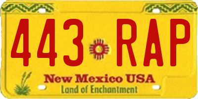 NM license plate 443RAP