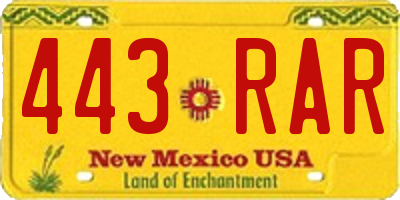NM license plate 443RAR