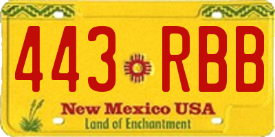 NM license plate 443RBB