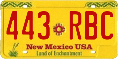 NM license plate 443RBC