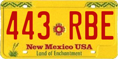 NM license plate 443RBE