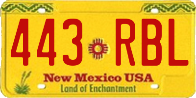 NM license plate 443RBL
