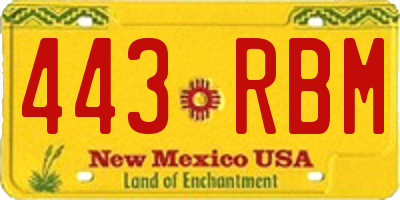 NM license plate 443RBM