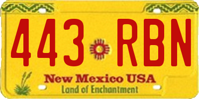 NM license plate 443RBN