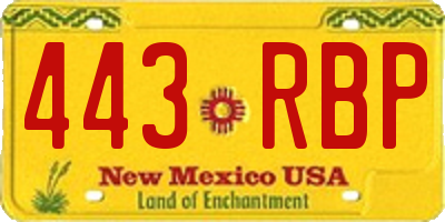 NM license plate 443RBP