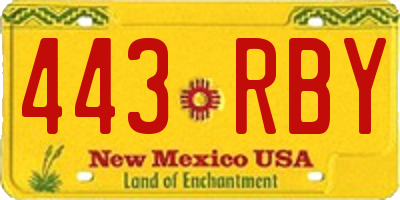 NM license plate 443RBY